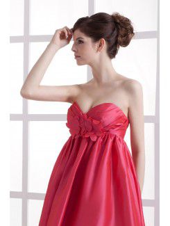 Taffeta Sweetheart Floor Length A-line Bridesmaid Dress with Flowers