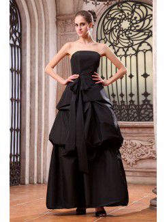 Taffeta Strapless Ankle-Length A-line Bridesmaid Dress with Ruffle