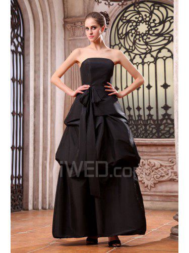 Taffeta Strapless Ankle-Length A-line Bridesmaid Dress with Ruffle