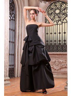 Taffeta Strapless Ankle-Length A-line Bridesmaid Dress with Ruffle