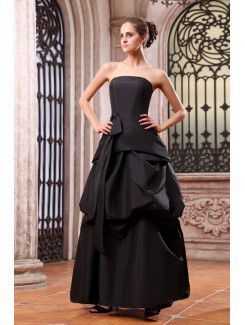 Taffeta Strapless Ankle-Length A-line Bridesmaid Dress with Ruffle