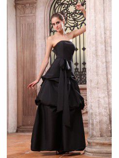 Taffeta Strapless Ankle-Length A-line Bridesmaid Dress with Ruffle