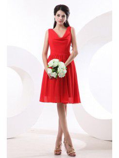 Chiffon V-Neckline Knee-Length A-line Bridesmaid Dress