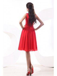 Chiffon V-Neckline Knee-Length A-line Bridesmaid Dress