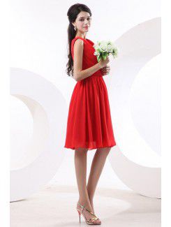 Chiffon V-Neckline Knee-Length A-line Bridesmaid Dress