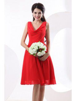 Chiffon V-Neckline Knee-Length A-line Bridesmaid Dress