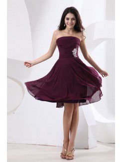 Chiffon Strapless Knee-Length A-line Bridesmaid Dress