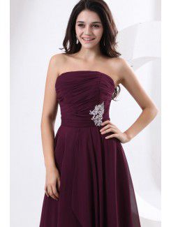 Chiffon Strapless Knee-Length A-line Bridesmaid Dress