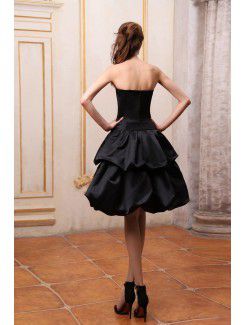 Satin Strapless Knee-Length A-line Bridesmaid Dress with Ruffle