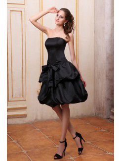 Satin Strapless Knee-Length A-line Bridesmaid Dress with Ruffle