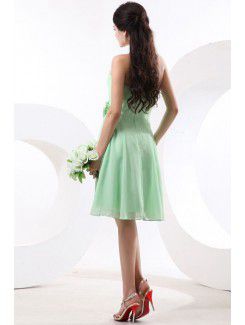 Chiffon Strapless Knee-Length A-line Bridesmaid Dress with Flowers