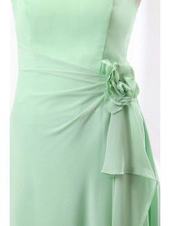 Chiffon Strapless Knee-Length A-line Bridesmaid Dress with Flowers