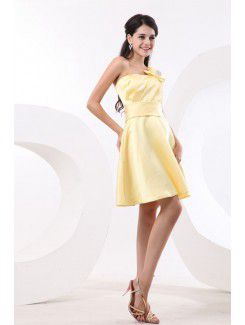 Satin One-Shoulder Short A-line Bridesmaid Dress