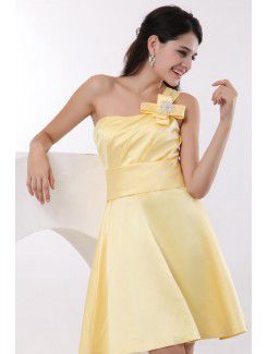 Satin One-Shoulder Short A-line Bridesmaid Dress