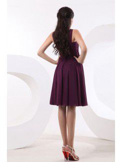 Chiffon Straps Knee-Length Sheath Bridesmaid Dress