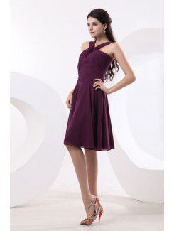 Chiffon Straps Knee-Length Sheath Bridesmaid Dress