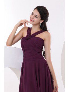 Chiffon Straps Knee-Length Sheath Bridesmaid Dress