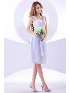 Chiffon Straps Knee-Length A-line Bridesmaid Dress