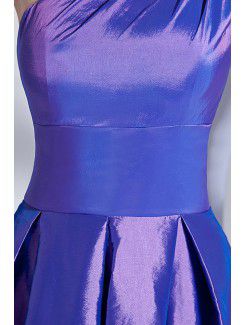 Taffeta One-Shoulder Knee-Length A-line Bridesmaid Dress with Ruffle