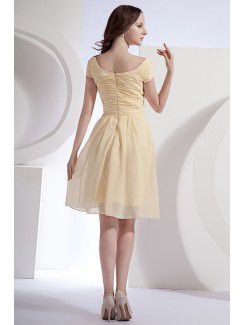 Chiffon Bateau Knee-Length A-line Bridesmaid Dress with Flower