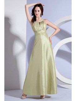 Taffeta Jewel Ankle-Length A-Line Bridesmaid Dress with Pleat