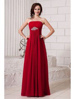 Chiffon Strapless Floor Length Column Bridesmaid Dress with Sequins