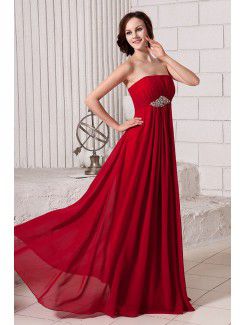 Chiffon Strapless Floor Length Column Bridesmaid Dress with Sequins