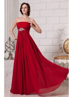 Chiffon Strapless Floor Length Column Bridesmaid Dress with Sequins