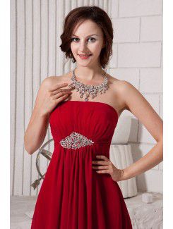 Chiffon Strapless Floor Length Column Bridesmaid Dress with Sequins