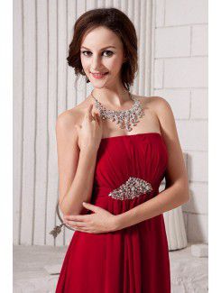 Chiffon Strapless Floor Length Column Bridesmaid Dress with Sequins