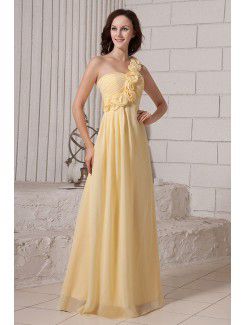 Chiffon One-Shoulder Floor Length Column Bridesmaid Dresss