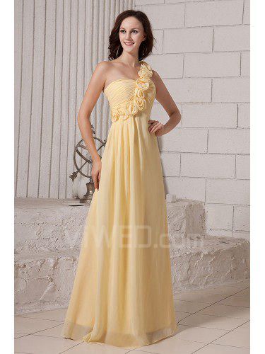 Chiffon one-shoulder gulv lengde kolonne brudepike dresss