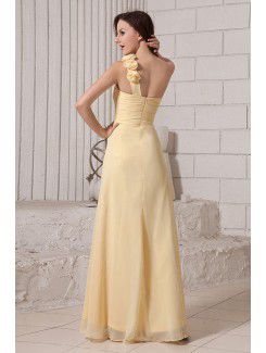 Chiffon One-Shoulder Floor Length Column Bridesmaid Dresss