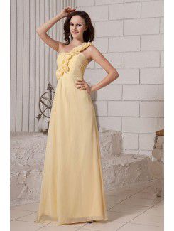 Chiffon One-Shoulder Floor Length Column Bridesmaid Dresss