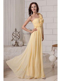 Chiffon One-Shoulder Floor Length Column Bridesmaid Dresss