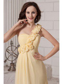 Chiffon One-Shoulder Floor Length Column Bridesmaid Dresss