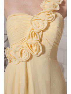 Chiffon One-Shoulder Floor Length Column Bridesmaid Dresss