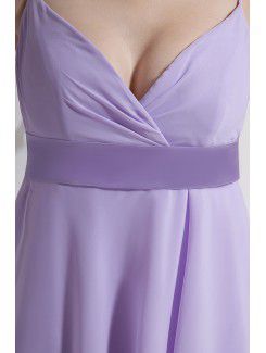 Chiffon Spaghetti Straps Knee-Length Column Bridesmaid Dress with Sash