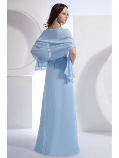 Satin and Chiffon Strapless Ankle-Length Column Bridesmaid Dress with Flower