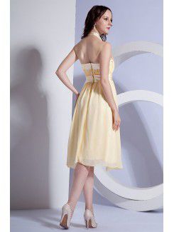 Chiffon Halter Knee-Length A-line Bridesmaid Dress