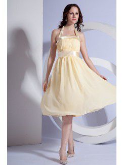 Chiffon Halter Knee-Length A-line Bridesmaid Dress