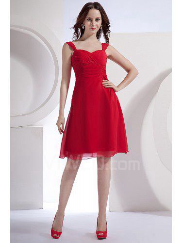 Chiffon Sweetheart Knee-Length A-line Bridesmaid Dress with Ruffle