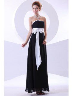 Chiffon strapless do tornozelo-comprimento vestido de dama de honra coluna com faixa