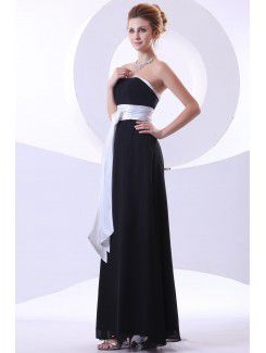 Chiffon Strapless Ankle-Length Column Bridesmaid Dress with Sash