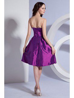 Taffeta Strapless Knee-length A-line Bridesmaid Dress