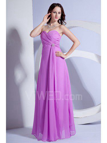 Chiffon Sweetheart Floor Length Column Bridesmaid Dress with Ruffle