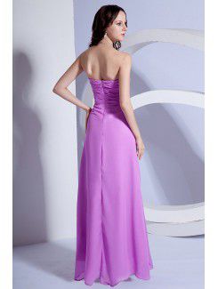 Chiffon Sweetheart Floor Length Column Bridesmaid Dress with Ruffle