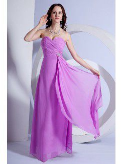 Chiffon Sweetheart Floor Length Column Bridesmaid Dress with Ruffle