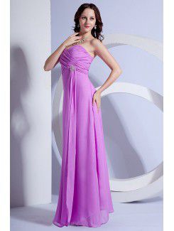 Chiffon Sweetheart Floor Length Column Bridesmaid Dress with Ruffle