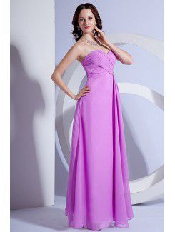 Chiffon Sweetheart Floor Length Column Bridesmaid Dress with Ruffle